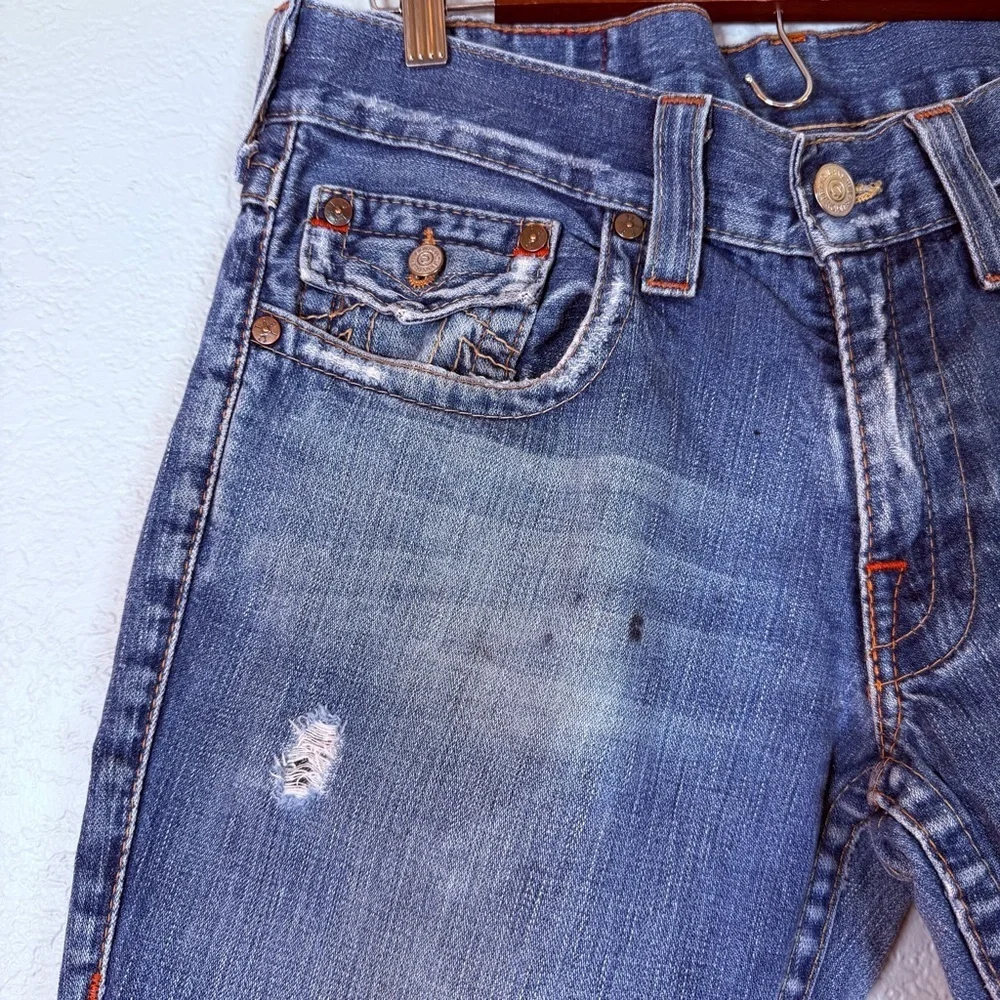 True Religion Joey Super T Flap Twisted Flare Vintage Y2K Thrashed Retro Jean 33